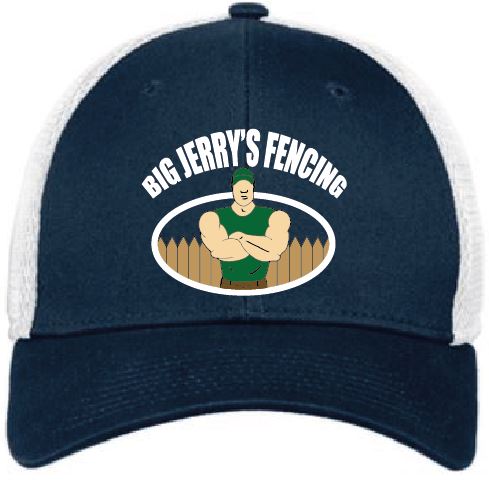 Navy/White Flexfit Mesh Trucker's Cap with Embroidered Logo