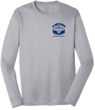 Silver Long Sleeve Dry Wicking T-Shirt with Navy Print