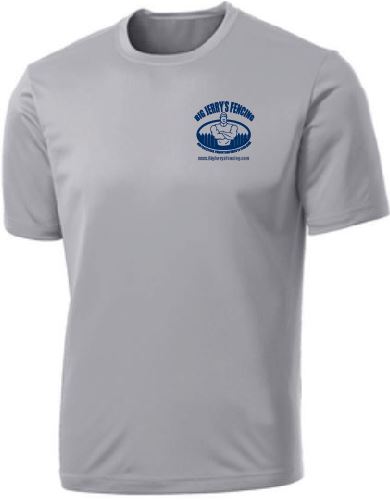 Silver Short Sleeve Dry Wicking T-Shirt with Navy Print